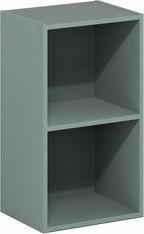 Furinno PASIR Book Shelf, 2-Tier Modern Bookshelf, Open Shelves Bookcase 9 x 12 x 21, for Living Room, Bedroom, Home Office, Sage Green