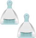 NACENA Mini Dustpan and Brush Set 2 Pack, Small Broom and Dustpan Set Dust Pan and Mini Hand Broom Dustpan and Broom Combo Compact for Home Table Keyboards Sofa Kitchen, Blue