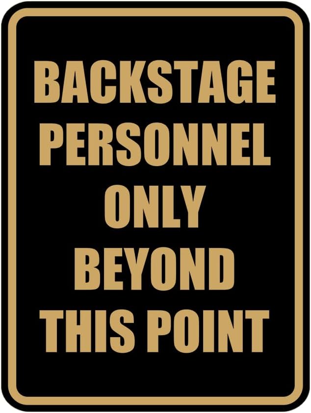 Portrait Round Backstage Personnel Only Beyond This Point Door or Wall Sign Easy Installation | Music | Concert | Festivals Sign (Black Gold) - Large