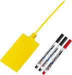 200Pcs Plastic Seals Shipping Label Tags, Writable Marker Big Sign Tie for Logistics, 255mm Total Length Self Locking Inventory Waterproof Tag Fastener (Yellow)