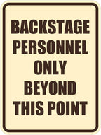Portrait Round Backstage Personnel Only Beyond This Point Door or Wall Sign Easy Installation | Music | Concert | Festivals Sign (Ivory/Dark Brown) - Small