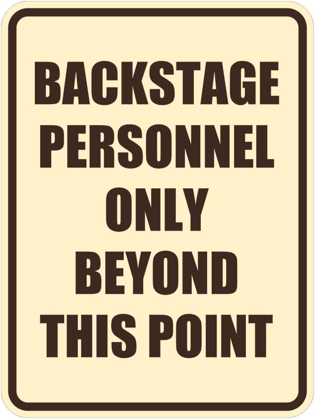 Portrait Round Backstage Personnel Only Beyond This Point Door or Wall Sign Easy Installation | Music | Concert | Festivals Sign (Ivory/Dark Brown) - Small