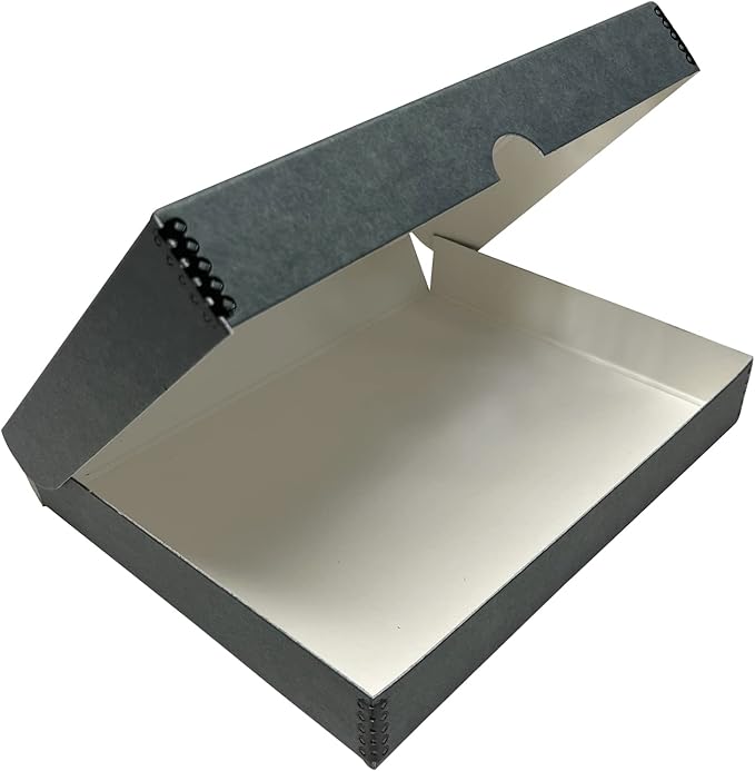 Lineco, 9x12 Gray Clamshell Archival Folio Storage Box, 1.75 Depth, Acid-Free, with Metal Edge, Preserves Picture Longevity, Store Photos Documents