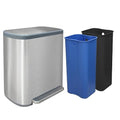 JM ·YIPENG Dual Trash Can Stainless Steel Recycle Bins for Kitchen, 16 Gallon Dual Compartment Recycling Trash Can with Soft-Close Lid and Removable Liner Buckets for Kitchen, Living Room, Sliver