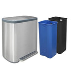 JM ·YIPENG Dual Trash Can Stainless Steel Recycle Bins for Kitchen, 16 Gallon Dual Compartment Recycling Trash Can with Soft-Close Lid and Removable Liner Buckets for Kitchen, Living Room, Sliver