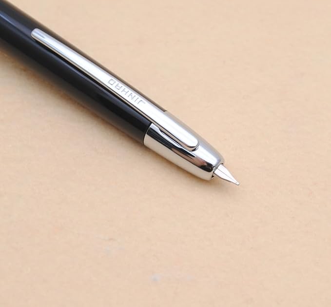 JINHAO 20 Press Fountain Pen, Retractable Capless Resin Pen with Ink Converter (F Nib 0.5mm, Bright Black)