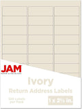 JAM PAPER Return Address Labels - Standard Mailing - 1 x 2 5/8 - Ivory - 120 Shipping Labels/Pack