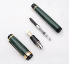 xixixiaozhu Metal Big Fountain Pen Set Medium Nib 0.7mm, Includes Ink Refill Converter, 5 Ink Cartridges & Gift Box (Medium Nib 0.7mm, Green)