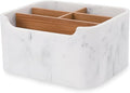 SZYRL Desk Organizer, Marble Remote Holder for Table, Modern Office Controller Pen Phone Holder Organizer, Stylish Caddy and Storage Accessories for Bedside Nightstand Desktop Coffee Table