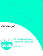 Gemsroyal 3 Inch Green Round Labels Printable,3" Green Color Coding Labels for Laser/Inkjet Printers,Colorful Round Stickers,180 Neon Circle Labels in Total,Letter Size