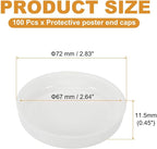 PATIKIL 100 Pcs Mailing Tube Plastic End Caps 2.6" ID PE Round Cardboard Shipping Tube Lids White Protective Poster End Caps for Paper Documents Artwork Storage