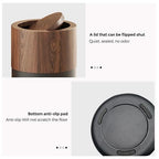LEASYLIFE 3.1 GAL Modern Metal Trash Can with Realistic Wood Texture,Built-in Bag Holder,Flip Lid,Small Bathroom Garbage Can for Bathroom,Home,Office,Living Room (3.1gal Swing lid)