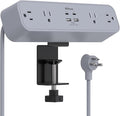 PD30W Desk Clamp Power Strip, Desktop Mount Surge Protector, Fast Charging Station, 5Ft Extension Cord Desk Edge Mount Shelf with 4 Outlets 4 USB Ports (2 USB C), Home Accessories Essentials, Grey