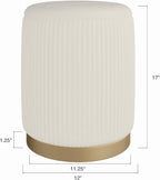Boahaus Cersei White Velvet Vanity Ottoman with Hidden Storage, Makeup Chair for Vanity Desk, Elegant Foot Rest Stool with Gold Base for Bedroom, Living Room & Dressing Area (Pure White)
