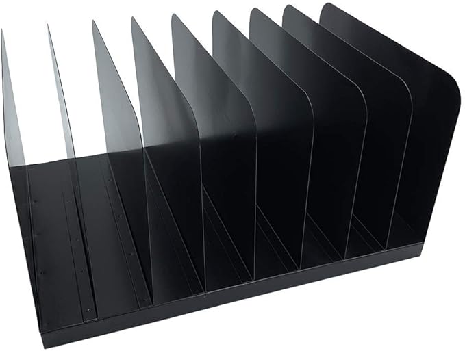 Huron Desktop File Binder Organizer Storage Vertical 8 Slot, Black Commercial Grade Steel