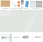 Glass Whiteboard 6' x 3', Magnetic Glass Dry Erase Board Frameless Wall Mounting, Large White Board for Office Home & School