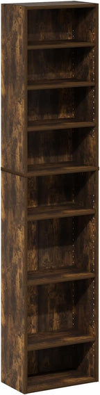 Furinno Indo DVD Shelf, 8-Tier CD Rack, Media Shelf with Adjustable Shelves, DVD Storage Cabinets for CD Blueray Game Disc, Easy Assembly, for Living Room, Home Office, Amber Pine