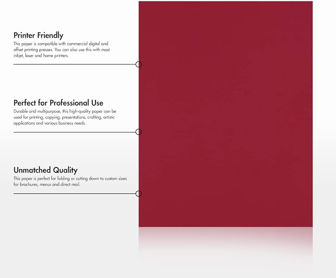 LUXPaper 8.5" x 11" Paper | Letter Size | Garnet Red | 80lb. Text | 250 Qty