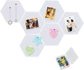Vuzvuv 6 Pcs Hexagon Bulletin Board with 50 Pushpins & Sticky Note Adhesive Cork Board for Wall，Felt Pin Board for School，Office Decor（White）