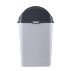 Superio Kitchen Trash Can with Swing Top Lid 9 Gallon Slim Waste Bin 37 Qt Sturdy Plastic Garbage Can Medium Recycling Bin for Office, Bathroom, Under Counter, Dorm, Bedroom (Smoke White/Grey)