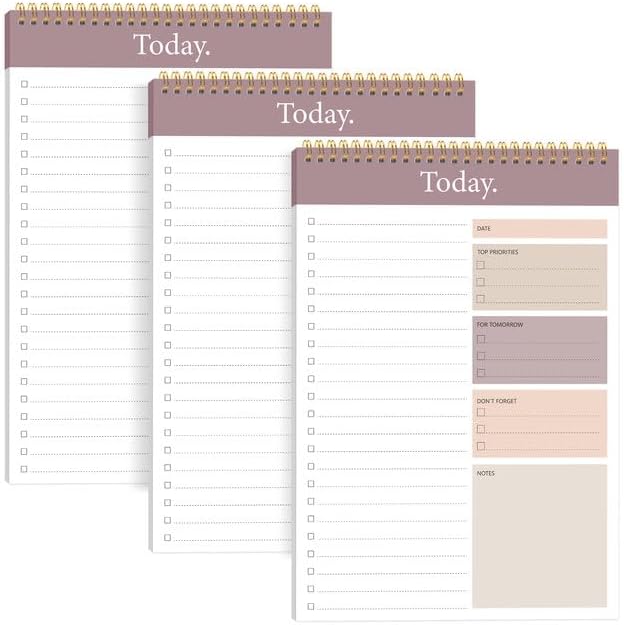 To Do List Notepad - Daily Planner Notepad Undated 52 Sheets Tear Off, 6.5" x 9.8" Checklist Productivity Organizer with Hourly Schedule for Tasks(3 Pack)