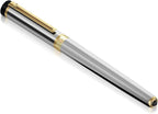 Dryden Designs Fountain Pen Medium Nib Gift Pouch - with 24 Ink Cartridges - MCM (Metallic Silver)
