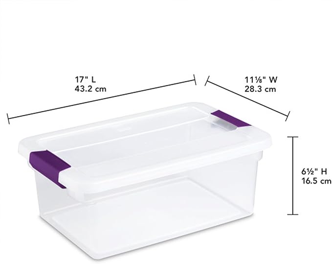 STERILITE 15 Qt ClearView Latch Storage Box, Stackable Bin with Latching Lid, Plastic Container to Organize Shoes in Closet, Clear Base, Lid (Pack of 12)