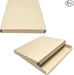 Lineco Museum Archival Storage Box, 11.75x15.25x1.5 in. Drop Front Design. Acid-Free with Metal Edge. Organize Photos, Pictures, Prints, Documents, Crafts, DIY. Tan, 2 Pack