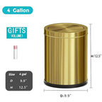 YOJIA 4 Gallon Gold Bathroom Trash Can with Lid, Metal Brushed Waste Basket, Modern Garbage Can for Bedroom Powder Room Hotel Living Room Office Home (Gold)
