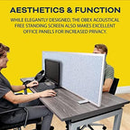 OBEX Acoustical Free Standing Privacy Screen, Cubicle Accessories Desk Privacy Panel, Desk Dividers for Office, Office Furniture Partitions Portable Sound Proof Dividers, 12" x 24", Overcast
