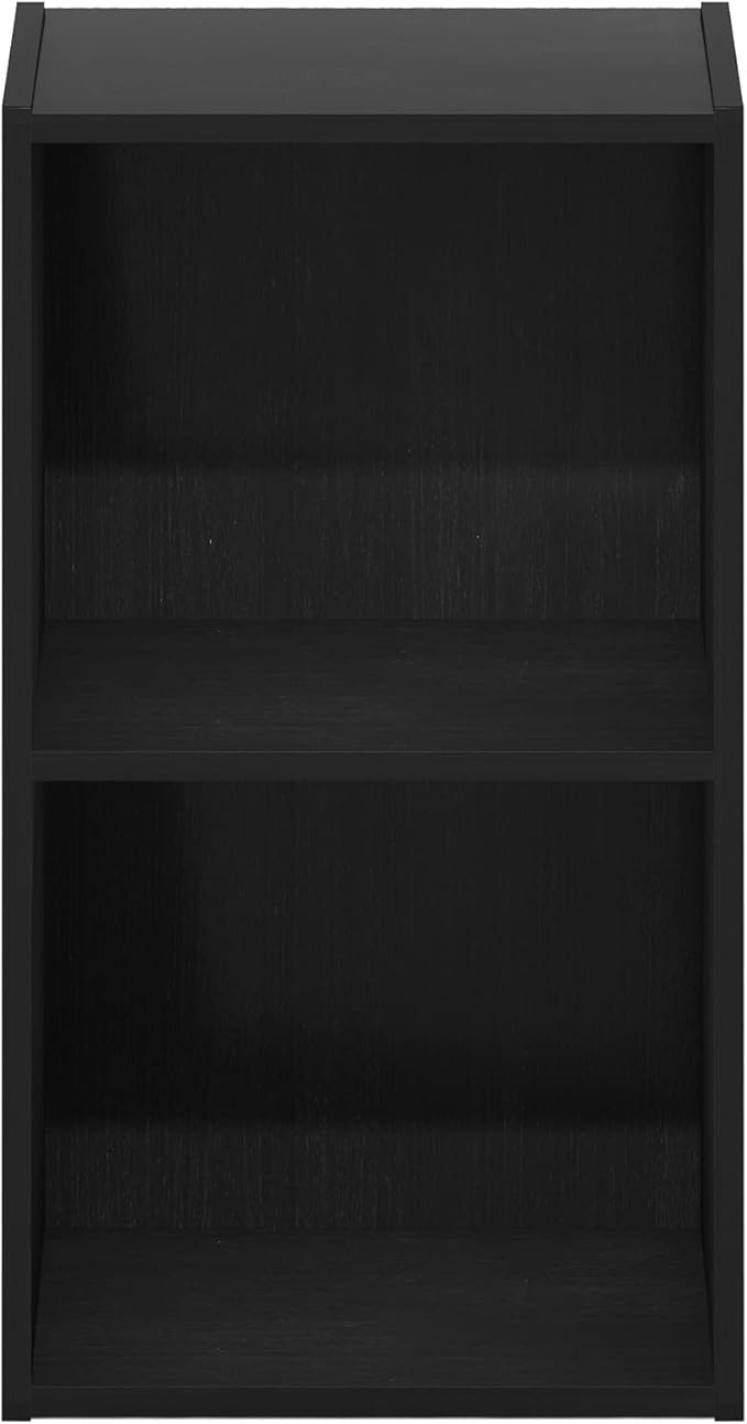 Furinno PASIR Book Shelf, 2-Tier Modern Bookshelf, Open Shelves Bookcase 9 x 12 x 21, for Living Room, Bedroom, Home Office, Blackwood