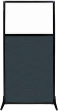 Versare Workstation Partition | Portable Wall Divider | Modern Office Cubicle | Free Standing Privacy Screen | Flexible Work Space | 33" x 70" W/Window, Blue Spruce Fabric Panels