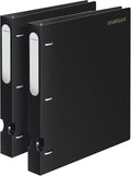 MUKAWA 1 Inch 3 Ring Binder, D-Ring Binder Holds 250 Sheets, PP Cover with Writable Spine Label, Lay-Flat Design, Letter Size 8.5x11, Lightweight for School, Office & Home Organization, 2 Pack, Black