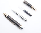 JINHAO 20 Press Fountain Pen, Retractable Capless Resin Pen with Ink Converter (F Nib 0.5mm, Transparent Black - Gold Clip)