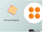 Magnetic Dry Erase Board - Frameless Glass White Board 48 x 36 Inches, Wall Mounted for Office, Home & School