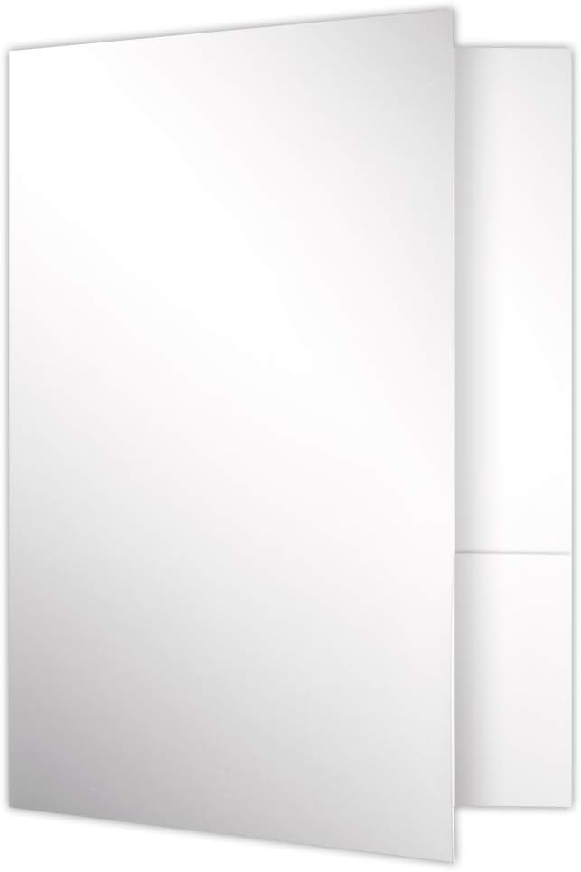LUXPaper 9" x 12" Presentation Folders | Two Pocket | White Gloss | 14pt. Cover | 25 Qty
