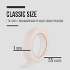 Lichamp Masking Tape 1 inch, 4 Pack General Purpose Beige White Masking Tape, 1 inch x 55 Yards x 4 Rolls (220 Total Yards)
