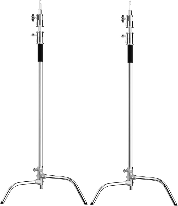 2 Pack Photography C Stand: 100% Stainless Steel - Max Height 10.5ft/131inch Heavy Duty Light Stand