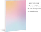 Pastel Gradient Paper Stationery, Aesthetic Paper 8.5 x 11 Inches, 60 Sheets, Colorful Writing Paper, Pretty Stationary Paper, Decorative Scrapbook Paper