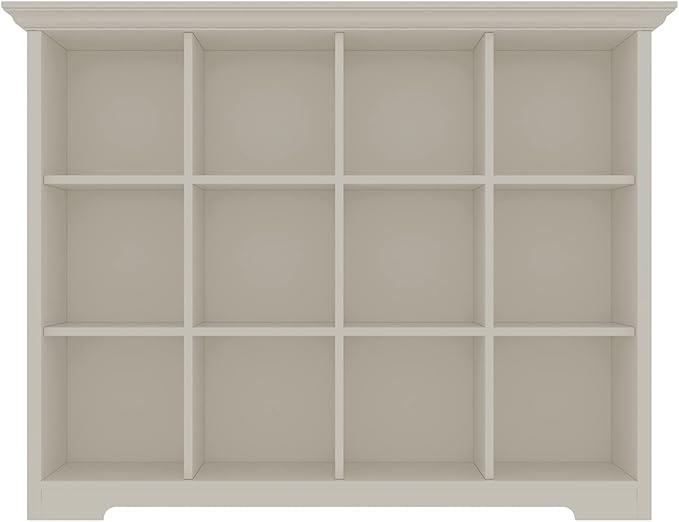 OSCHF Wooden Cube Bookcase with Base - Modern 3 Tiers Floor Standing Open Shelf Cabinet for Home and Office, 12-Cube Lattice Bookshelf, Warm White