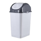 Superio 1.25 Gal Mini Plastic Trash Can with Swing Top Lid, Small Grey Waste Bin for Countertop, Desk, Vanity, Bathroom 5 Quart (WhiteSmoke/Grey)