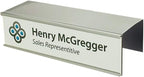 Over the Cube The Original Quality Aluminum, Changeable Cubicle Nameplate Holder, Satin Silver Base, and Silver Name Plate Holder, (2.25" cubicle wall depth) - Made in the USA