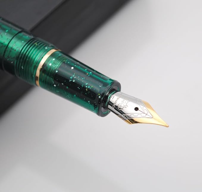 JINHAO 82 Fountain Pen (Transparent Fluorescent Dark Green,Fine Nib 0.5mm)