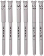 Piaogui 6pcs 0.5mm Erasable Gel Pens,Kawaii Cute Bear Pig Erasable Gel Pen Set Kawaii Pens Back to School Stationery Supplies for Writing Noting Journaling Kids Gifts (Grey-6 Pcs)