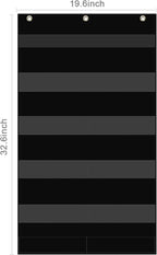 REGELETO Class Jobs Pocket Chart with 17 Pockets and 2 Storage Bags,Class Management Educational Pocket Chart Teacher's Helper Size: 32.6" L x 19.6 H inch Bulletin Board for Classroom (Black)
