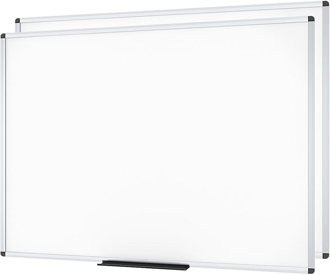 VIZ-PRO Large Magnetic Dry Erase White Board for Wall, 96 X 48 inches, Pack of 2, 8' x 4' Aluminum Framed Whiteboard with Marker Tray for School Office Home