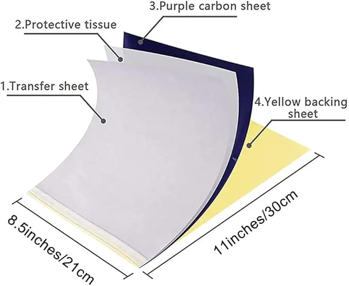 Tattoo Transfer Paper - Yuelong 100 Sheets Tattoo Stencil Paper Thermal Stencil Paper 4 Layers A4 Size DIY Tattoo Tracing Paper for Tattoo Transfer Kit Tattoo Supplies