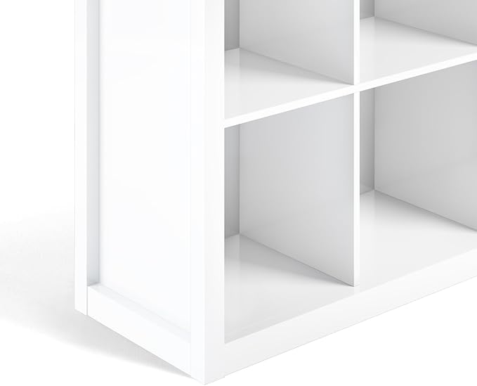 SIMPLIHOME Artisan Bookcase - 43 inch Tall 9-Cube Solid Wood Cube Organizer in White, Transitional Storage Bookcase for Living Room, Study Room or Office with Fixed Shelves and Tapered Legs
