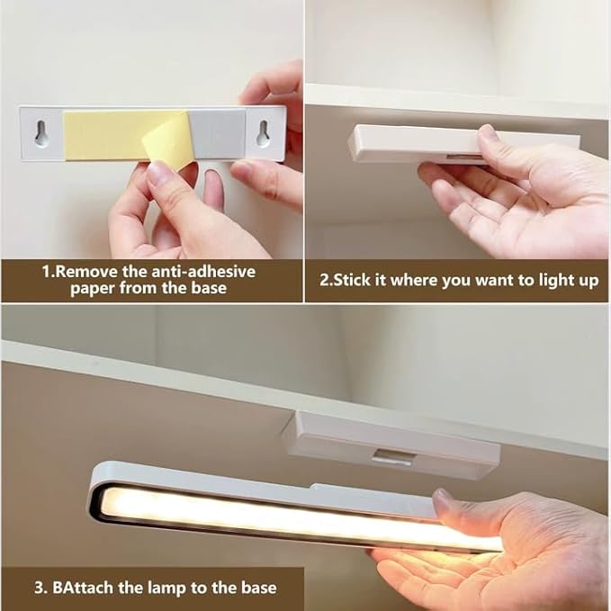 XmnSoly Magnetic Light Bar, 16.5in Rechargeable LED Desk Light Bar with Remote Control, 3000K, 4500K, 6000K Color Temperature Under Cabinet Lighting for Desk, Home Office, Under Shelf