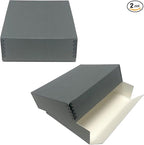 Lineco Museum Archival Storage Box, 9.25x11.75x3 in. Drop Front Design. Acid-Free with Metal Edge. Organize Photos, Pictures, Prints, Documents, Crafts, DIY. Gray, 2 Pack